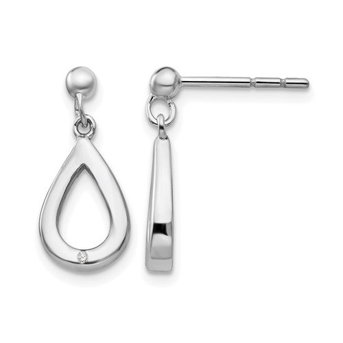 White Ice Sterling Silver Rhodium-plated Diamond Teardrop Dangle Post Earrings