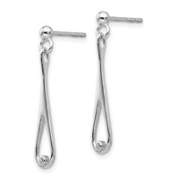 White Ice Sterling Silver Rhodium-plated Diamond Open Teardrop Post Dangle Earrings view 2