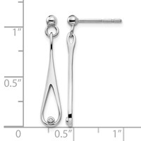 White Ice Sterling Silver Rhodium-plated Diamond Open Teardrop Post Dangle Earrings view 4