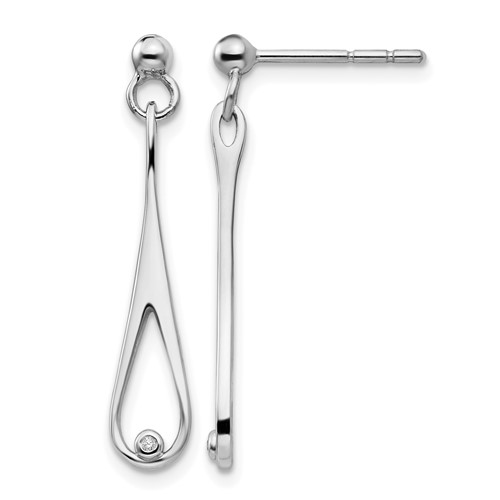 White Ice Sterling Silver Rhodium-plated Diamond Open Teardrop Post Dangle Earrings