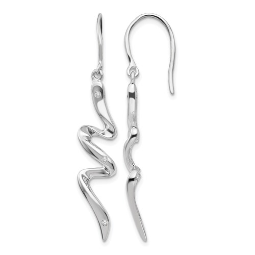 White Ice Sterling Silver Rhodium-plated Diamond Shepherd Hook Dangle Earrings