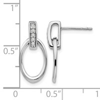 White Ice Sterling Silver Rhodium-plated Open Oval Diamond Post Dangle Earrings view 4