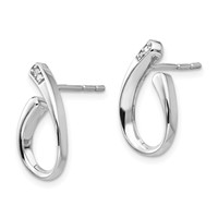White Ice Sterling Silver Rhodium-plated Diamond Post Earrings view 2