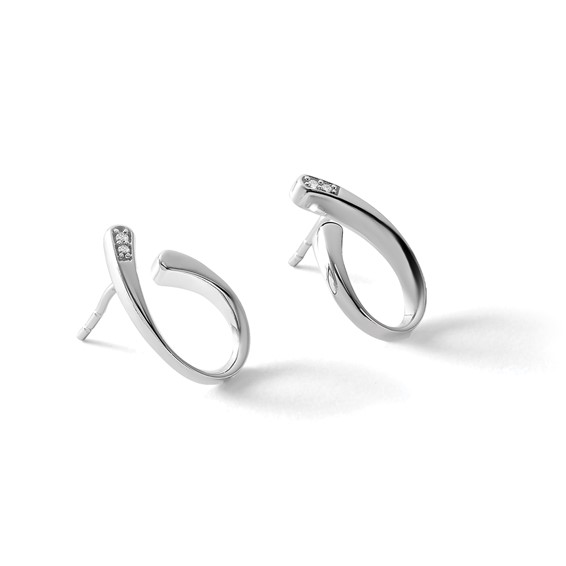 White Ice Sterling Silver Rhodium-plated Diamond Post Earrings