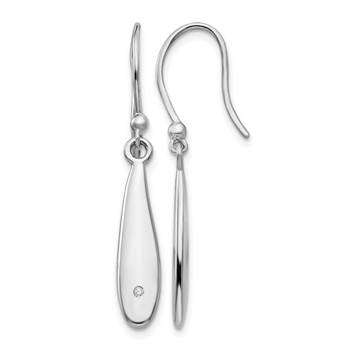 White Ice Sterling Silver Rhodium-plated Diamond Shepherd Hook Dangle Earrings