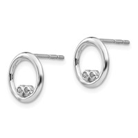 White Ice Sterling Silver Rhodium-plated Diamond Open Circle Post Earrings view 2