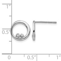 White Ice Sterling Silver Rhodium-plated Diamond Open Circle Post Earrings view 4