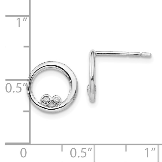 White Ice Sterling Silver Rhodium-plated Diamond Open Circle Post Earrings