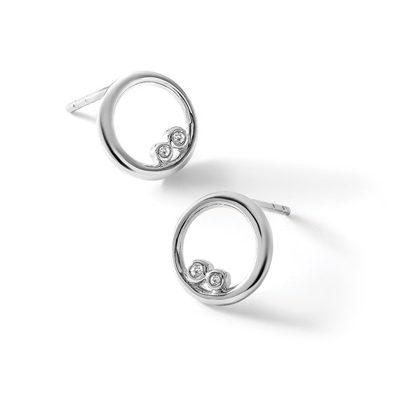 White Ice Sterling Silver Rhodium-plated Diamond Open Circle Post Earrings