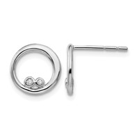 White Ice Sterling Silver Rhodium-plated Diamond Open Circle Post Earrings view 1