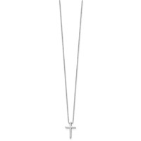 White Ice Sterling Silver Rhodium-plated Diamond Cross Necklace with 2 Inch Extender, 18" view 2
