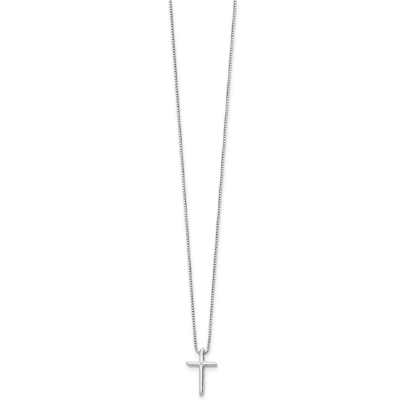 White Ice Sterling Silver Rhodium-plated 18 Inch Diamond Cross Necklace with 2 Inch Extender
