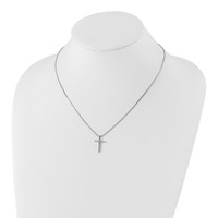 White Ice Sterling Silver Rhodium-plated Diamond Cross Necklace with 2 Inch Extender, 18" view 4