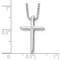 White Ice Sterling Silver Rhodium-plated Diamond Cross Necklace with 2 Inch Extender, 18" view 3