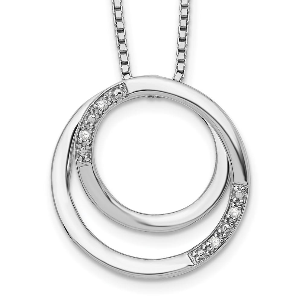 White Ice Sterling Silver Rhodium-plated Diamond Necklace with 2 Inch Extender, 18"