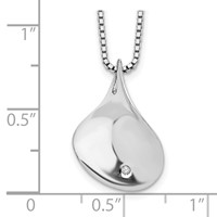 White Ice Sterling Silver Rhodium-plated Diamond Teardrop Necklace with 2 Inch Extender, 18" view 3