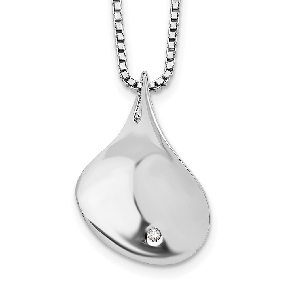 White Ice Sterling Silver Rhodium-plated Diamond Teardrop Necklace with 2 Inch Extender, 18"