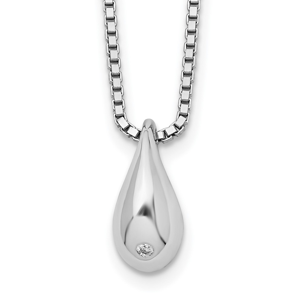 White Ice Sterling Silver Rhodium-plated Diamond Teardrop Necklace with 2 Inch Extender - 18in
