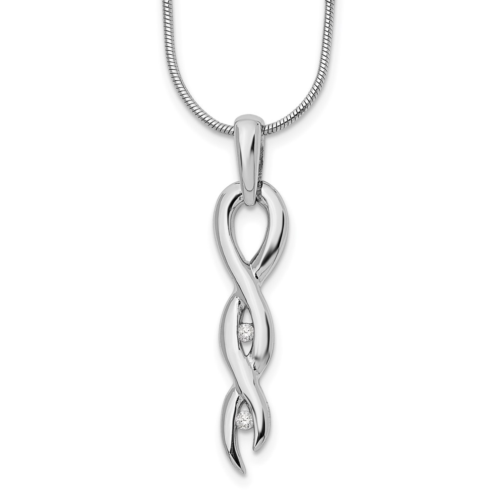 White Ice Sterling Silver Rhodium-plated Diamond Twist Necklace with 2 Inch Extender, 18"