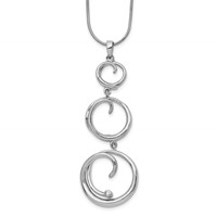White Ice Sterling Silver Rhodium-plated Diamond Swirl Necklace with 2 Inch Extender, 18" view 1