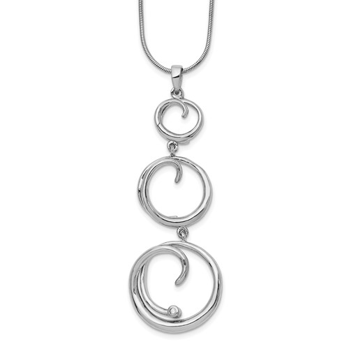 White Ice Sterling Silver Rhodium-plated Diamond Swirl Necklace with 2 Inch Extender, 18"