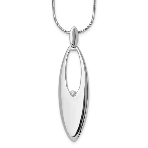White Ice Sterling Silver Rhodium-plated Diamond Necklace with 2 Inch Extender, 18"