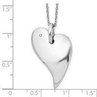 White Ice Sterling Silver Rhodium-plated Diamond Heart Necklace with 2 Inch Extender, 18" view 3