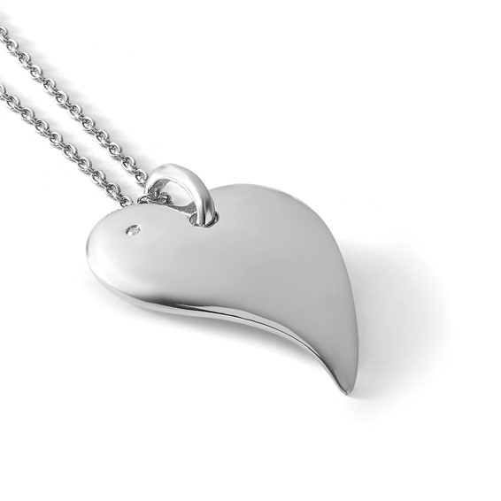 White Ice Sterling Silver Rhodium-plated 18 Inch Diamond Heart Necklace with 2 Inch Extender