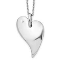 White Ice Sterling Silver Rhodium-plated Diamond Heart Necklace with 2 Inch Extender, 18" view 1