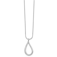 White Ice Sterling Silver Rhodium-plated Diamond Open Teardrop Necklace with 2 Inch Extender, 18" view 2