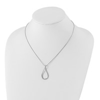 White Ice Sterling Silver Rhodium-plated Diamond Open Teardrop Necklace with 2 Inch Extender, 18" view 4