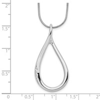 White Ice Sterling Silver Rhodium-plated Diamond Open Teardrop Necklace with 2 Inch Extender, 18" view 3