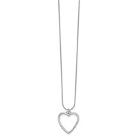 White Ice Sterling Silver Rhodium-plated Diamond Open Heart Necklace with 2 Inch Extender, 18" view 2