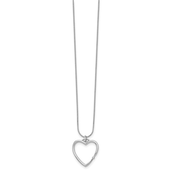 White Ice Sterling Silver Rhodium-plated 18 Inch Diamond Open Heart Necklace with 2 Inch Extender