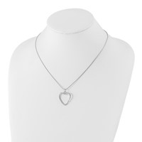White Ice Sterling Silver Rhodium-plated Diamond Open Heart Necklace with 2 Inch Extender, 18" view 4