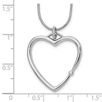 White Ice Sterling Silver Rhodium-plated Diamond Open Heart Necklace with 2 Inch Extender, 18" view 3