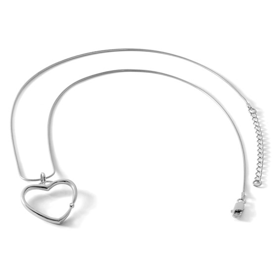 White Ice Sterling Silver Rhodium-plated 18 Inch Diamond Open Heart Necklace with 2 Inch Extender