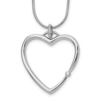 White Ice Sterling Silver Rhodium-plated Diamond Open Heart Necklace with 2 Inch Extender, 18" view 1