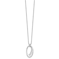 White Ice Sterling Silver Rhodium-plated Open Oval Diamond Necklace with 2 Inch Extender, 18" view 2