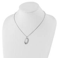 White Ice Sterling Silver Rhodium-plated Open Oval Diamond Necklace with 2 Inch Extender, 18" view 4
