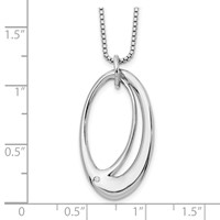 White Ice Sterling Silver Rhodium-plated Open Oval Diamond Necklace with 2 Inch Extender, 18" view 3