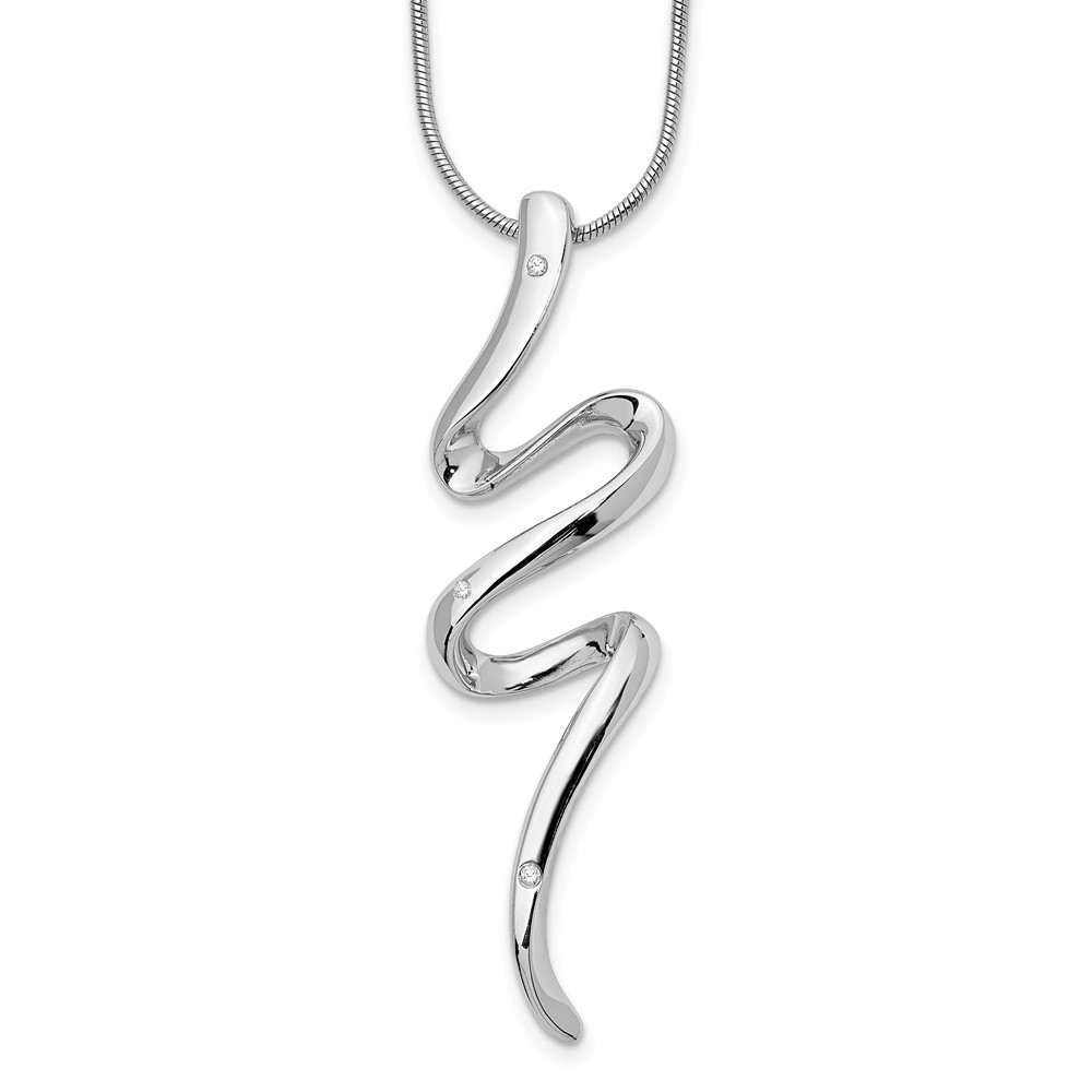 White Ice Sterling Silver Rhodium-plated Diamond Necklace with 2 Inch Extender, 18"
