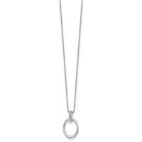 White Ice Sterling Silver Rhodium-plated Diamond Open Oval Necklace with 2 Inch Extender, 18" view 2