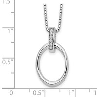 White Ice Sterling Silver Rhodium-plated Diamond Open Oval Necklace with 2 Inch Extender, 18" view 3