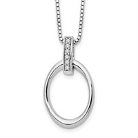 White Ice Sterling Silver Rhodium-plated Diamond Open Oval Necklace with 2 Inch Extender, 18" view 1