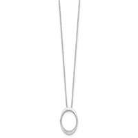 White Ice Sterling Silver Rhodium-plated Diamond Open Oval Necklace with 2 Inch Extender, 18" view 2