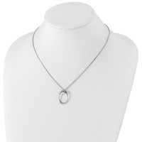 White Ice Sterling Silver Rhodium-plated Diamond Open Oval Necklace with 2 Inch Extender, 18" view 4