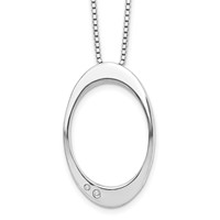 White Ice Sterling Silver Rhodium-plated Diamond Open Oval Necklace with 2 Inch Extender, 18" view 1