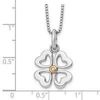 White Ice Sterling Silver Rhodium-plated Gold-tone Diamond Four Hearts Necklace with 2 Inch Extender, 18" view 3