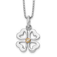 White Ice Sterling Silver Rhodium-plated Gold-tone Diamond Four Hearts Necklace with 2 Inch Extender, 18" view 1